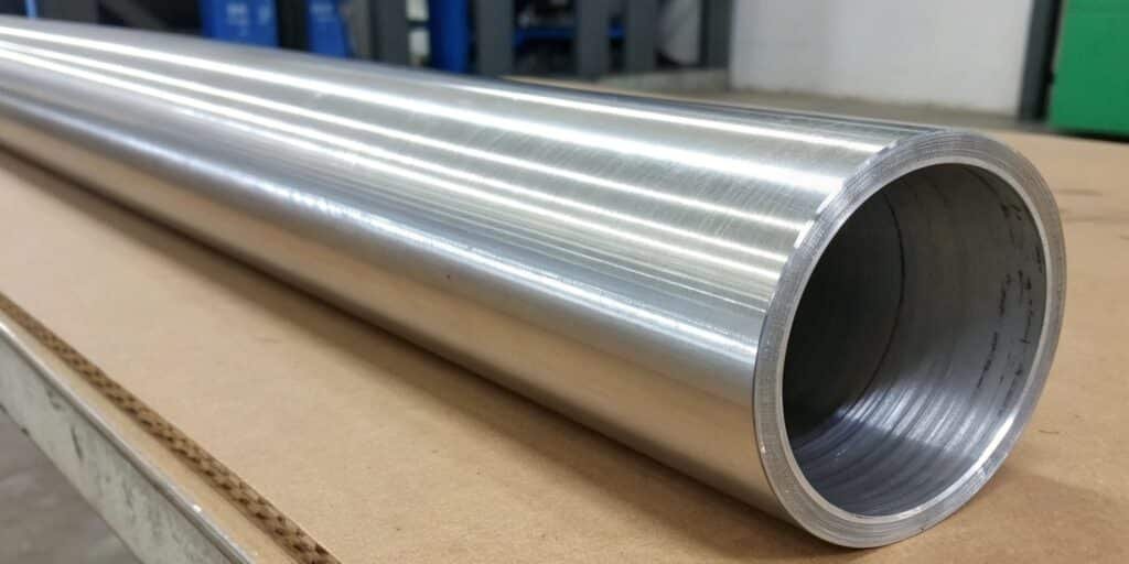 A glowing hot 7075 aluminum billet being shaped under the immense pressure of a forging press.